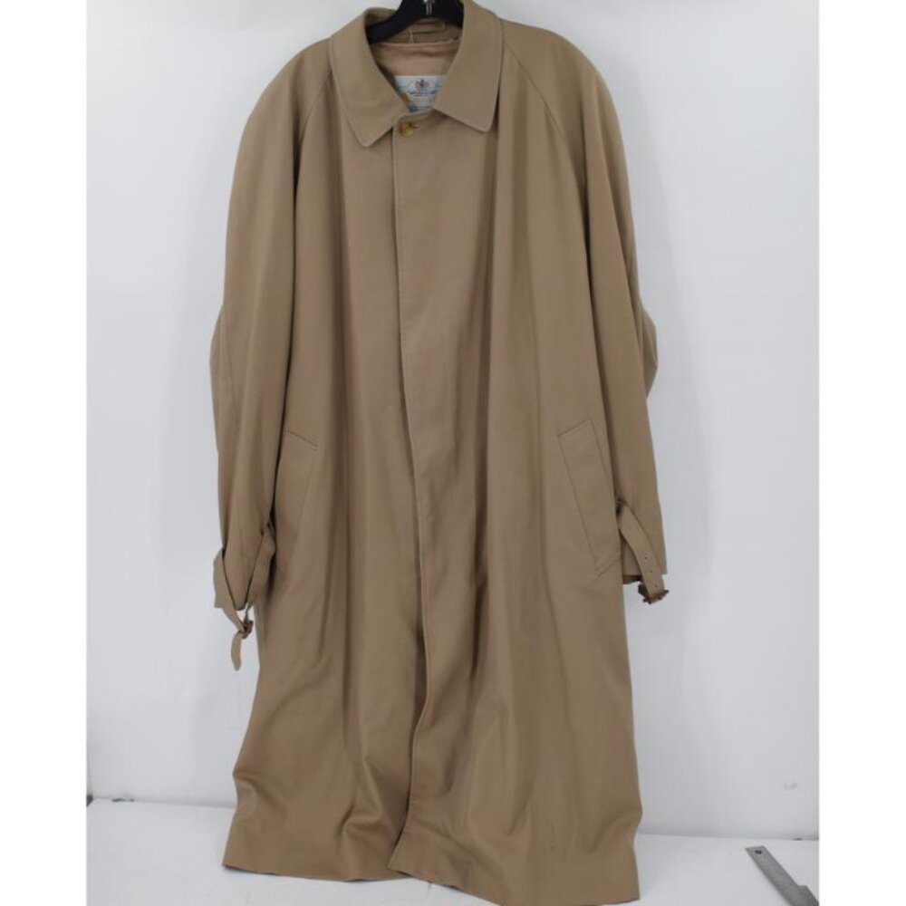 Aquascutum Trench Coat Mens Large Aqua 5 Canvas Wool Blend Removable Liner